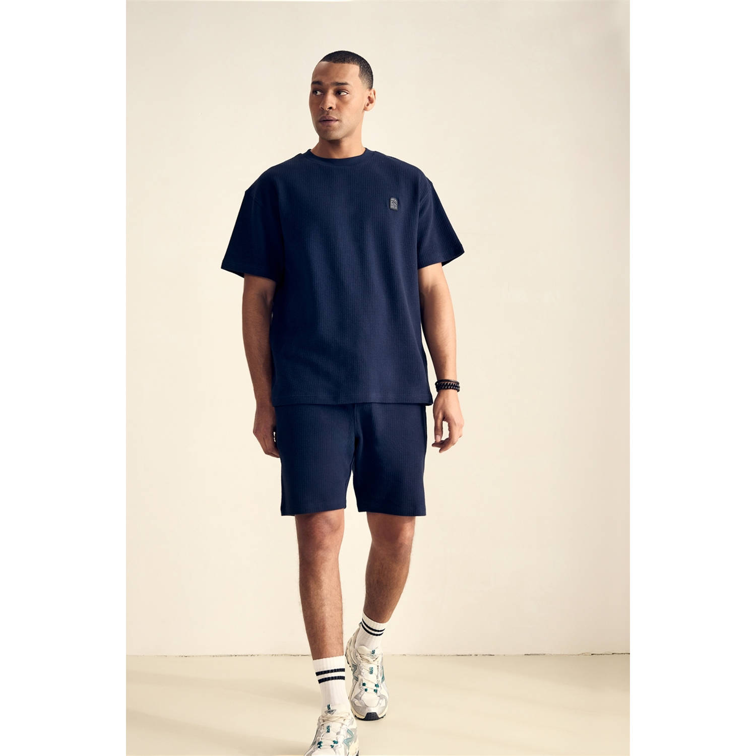 Shoeby T-shirt met textuur donkerblauw