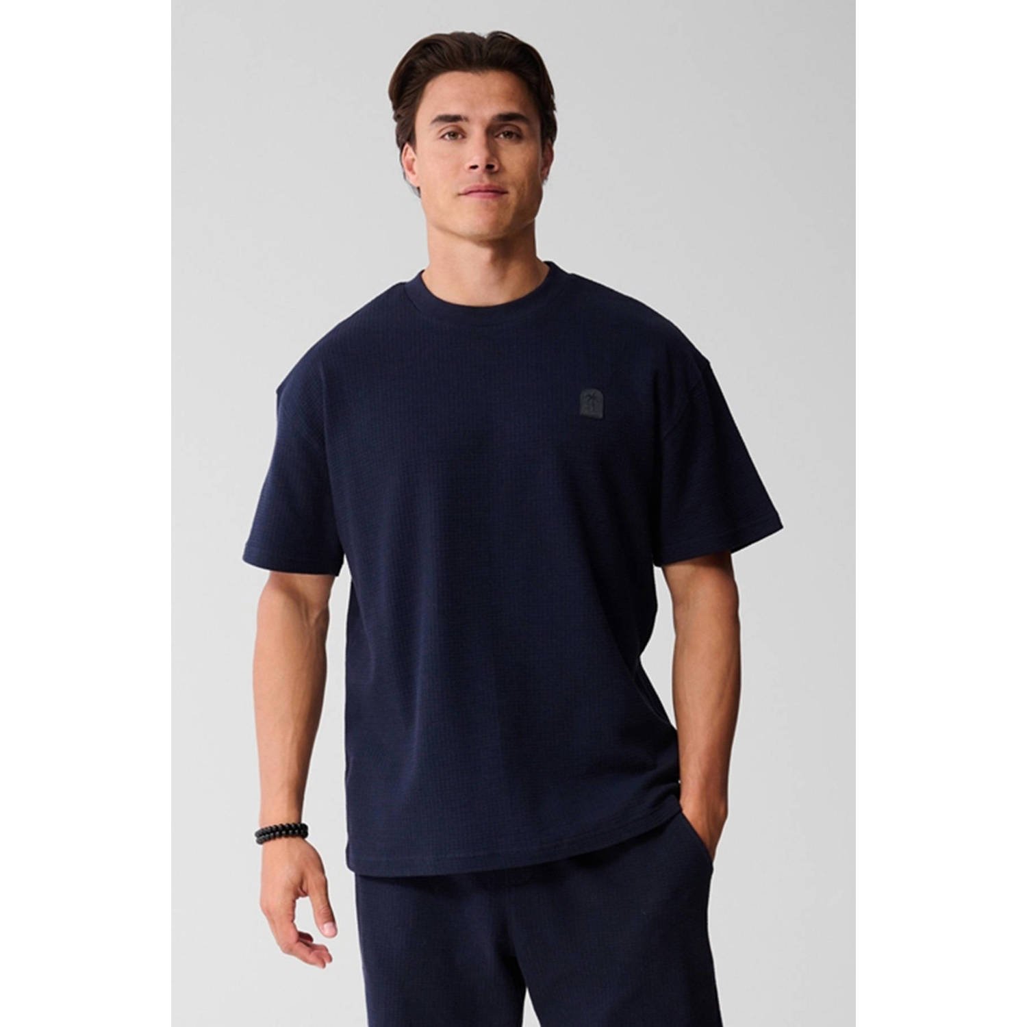 Shoeby T-shirt met textuur donkerblauw