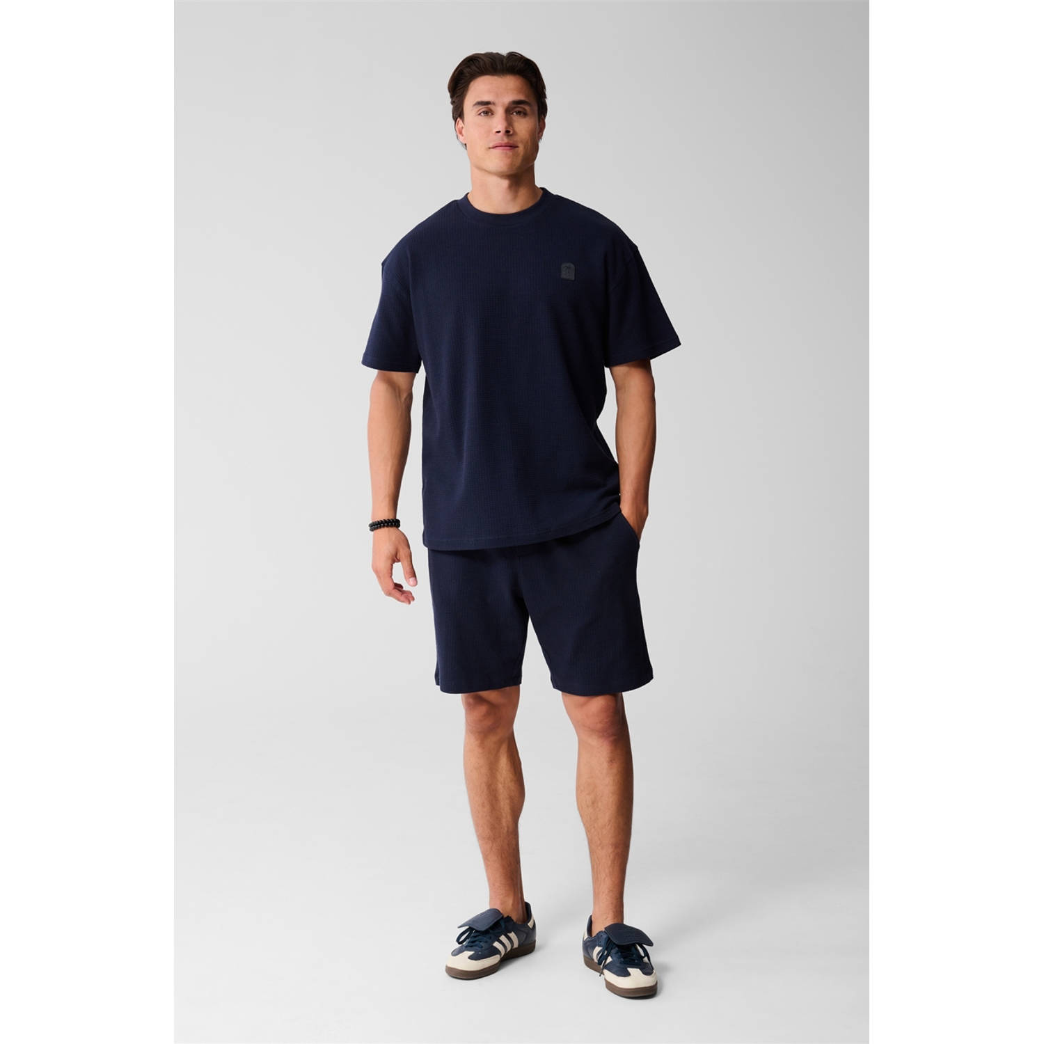 Shoeby T-shirt met textuur donkerblauw