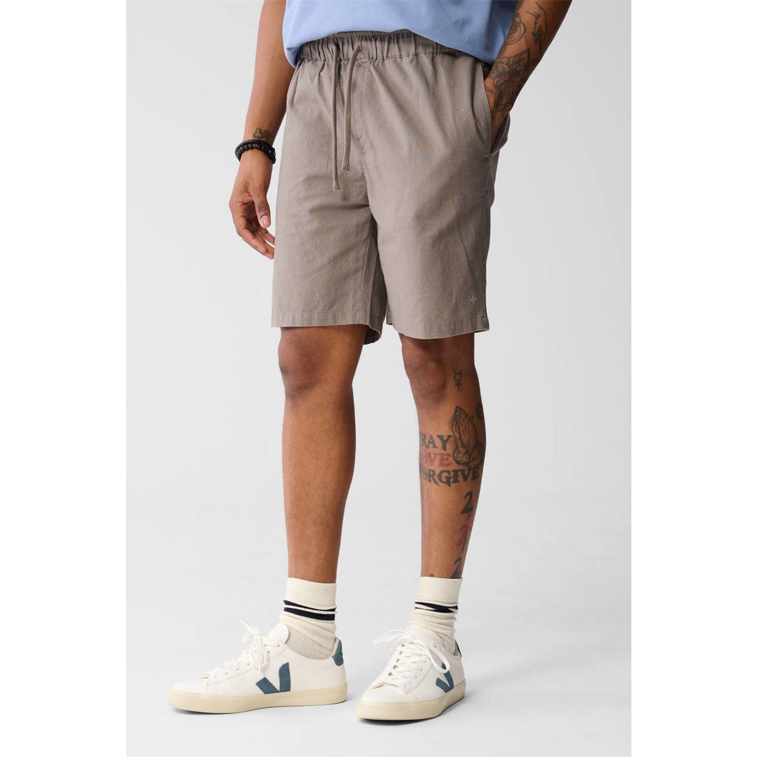 Shoeby linnen regular casual short lichtbruin