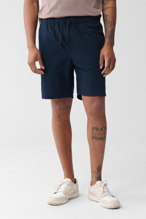 linnen regular casual short donkerblauw