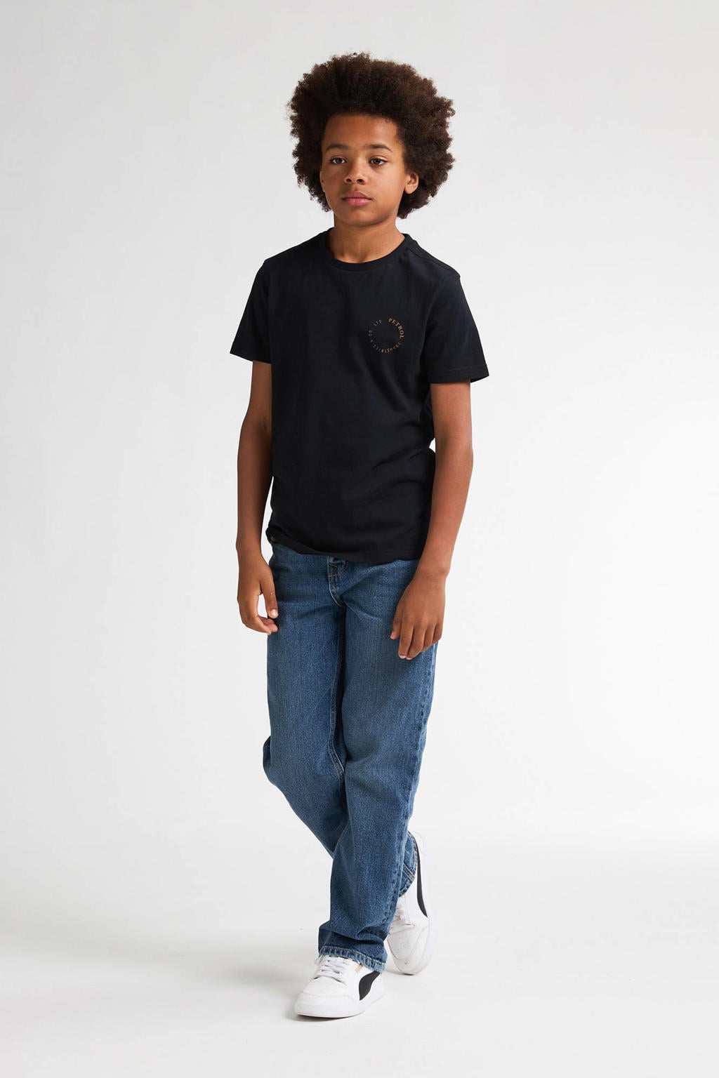 Medium blue denim jongens Petrol Industries loose fit jeans van denim met regular waist en effen