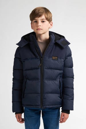 gewatteerde jas donkerblauw