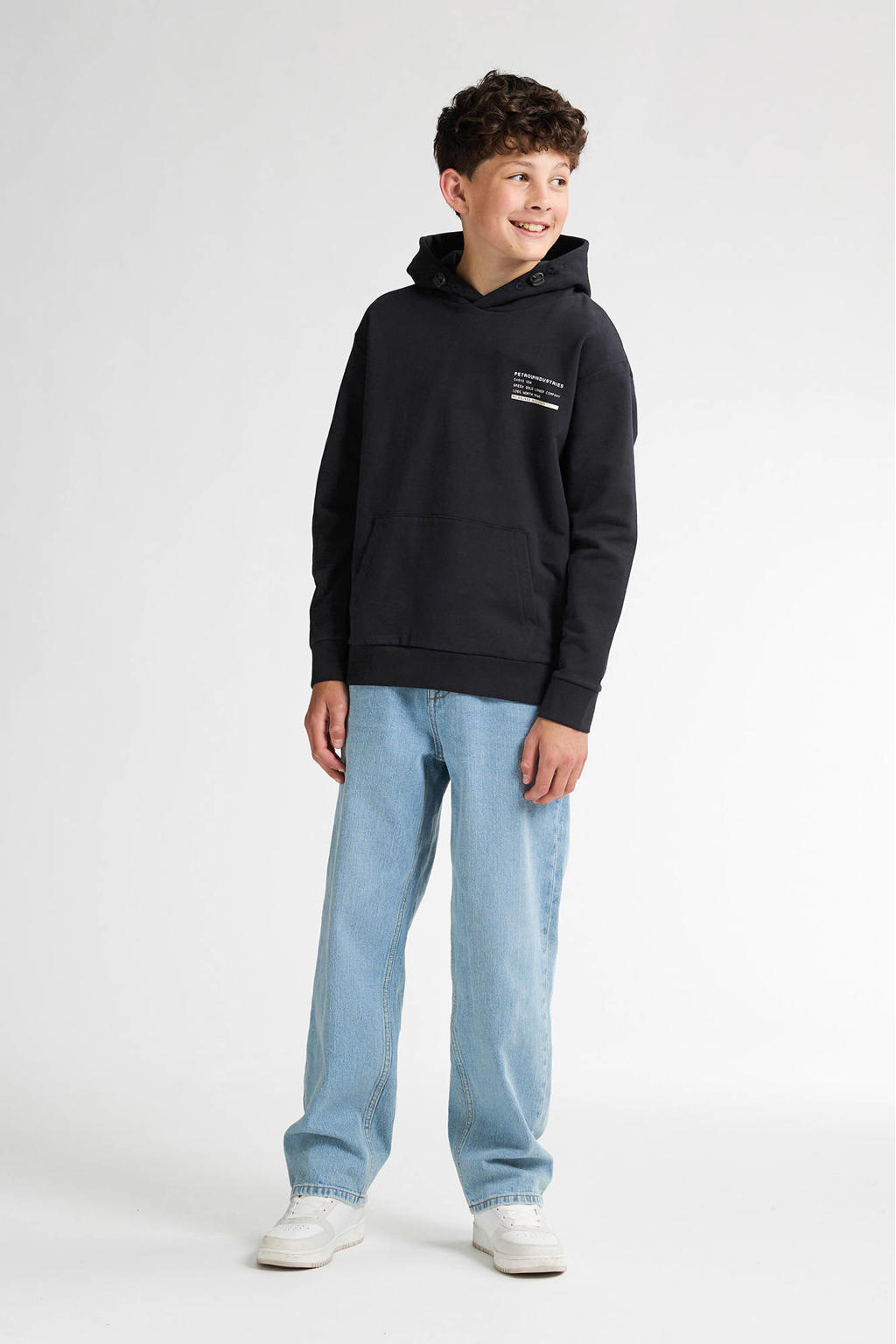 Light blue denim jongens Petrol Industries loose fit jeans van denim met regular waist en effen