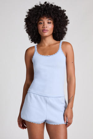 pyjamashort Pointelle lichtblauw