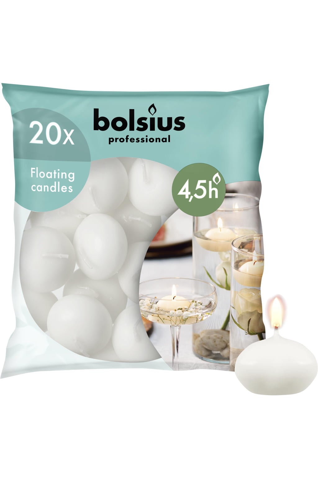 Bolsius drijfkaarsen (set van 20)