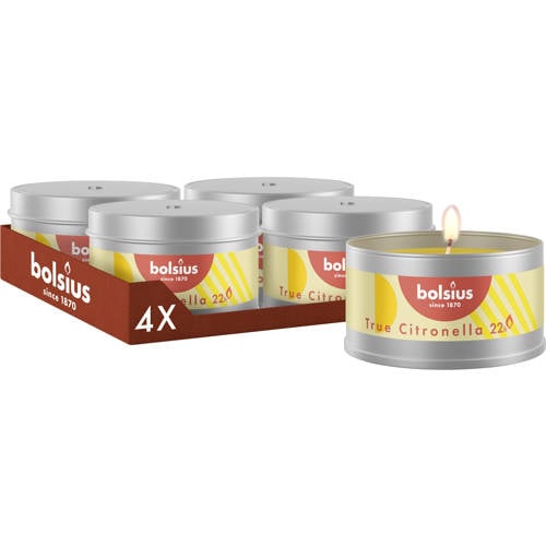 Bolsius geurkaars in blik - Citronella (set van 4) afbeelding