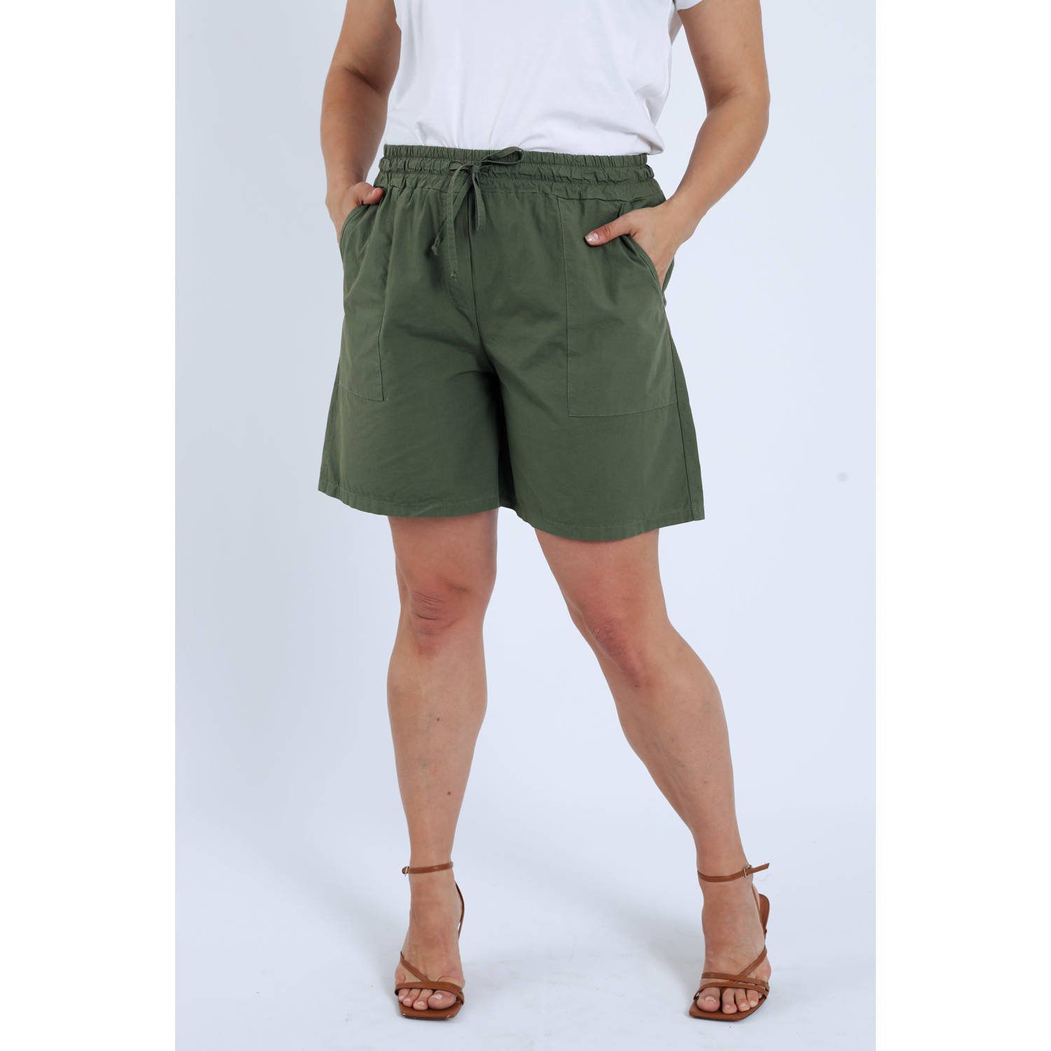 Paprika straight high waist casual short kaki