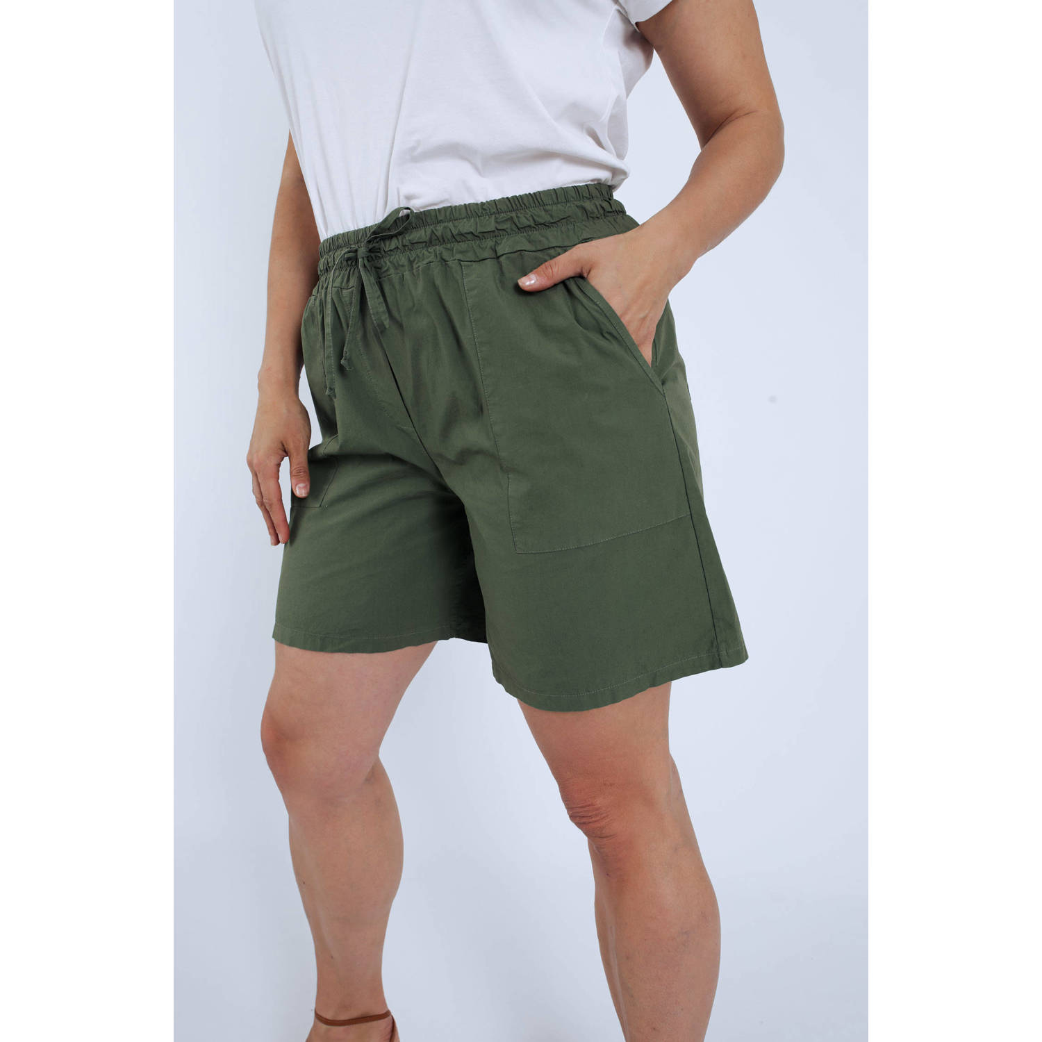 Paprika straight high waist casual short kaki