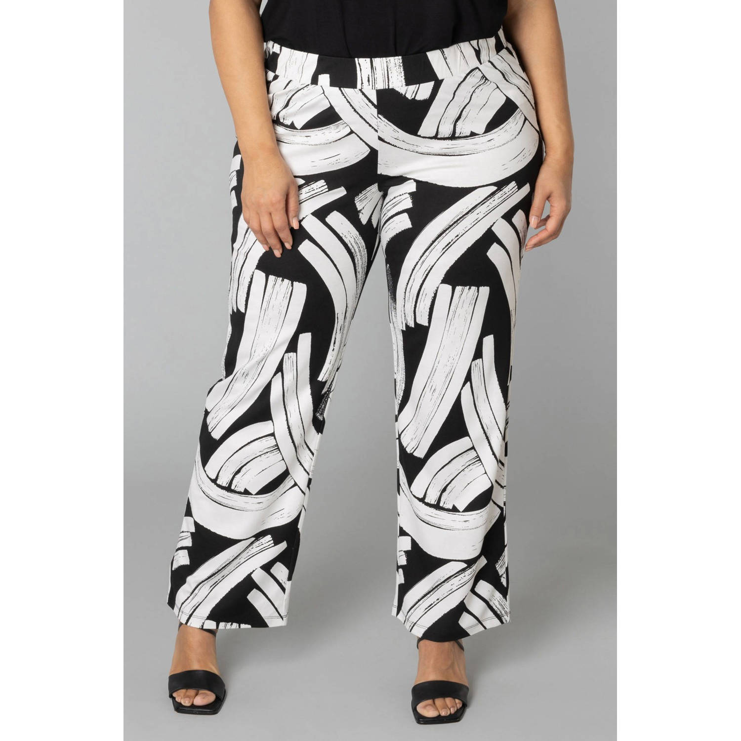 Colletta straight regular waist broek zwart