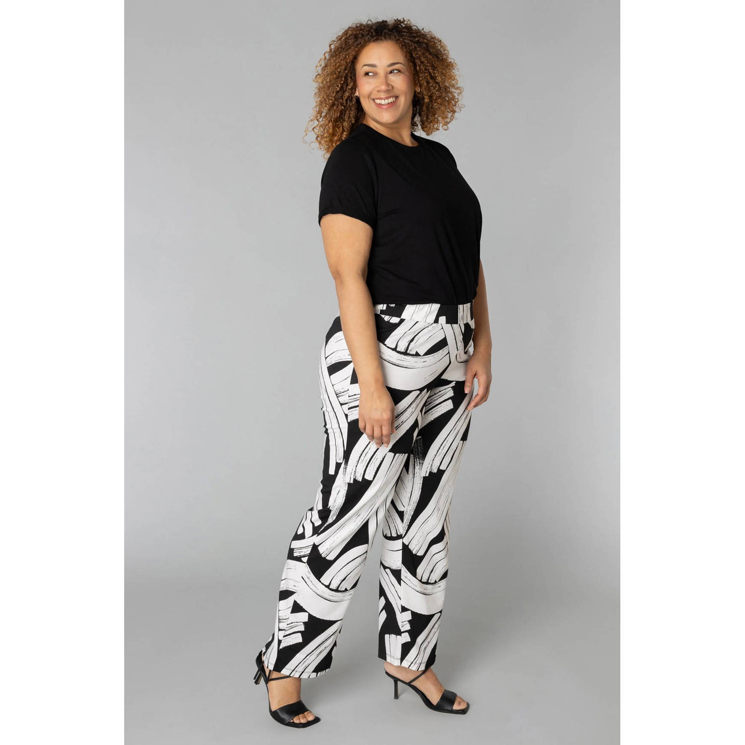 Colletta straight regular waist broek zwart