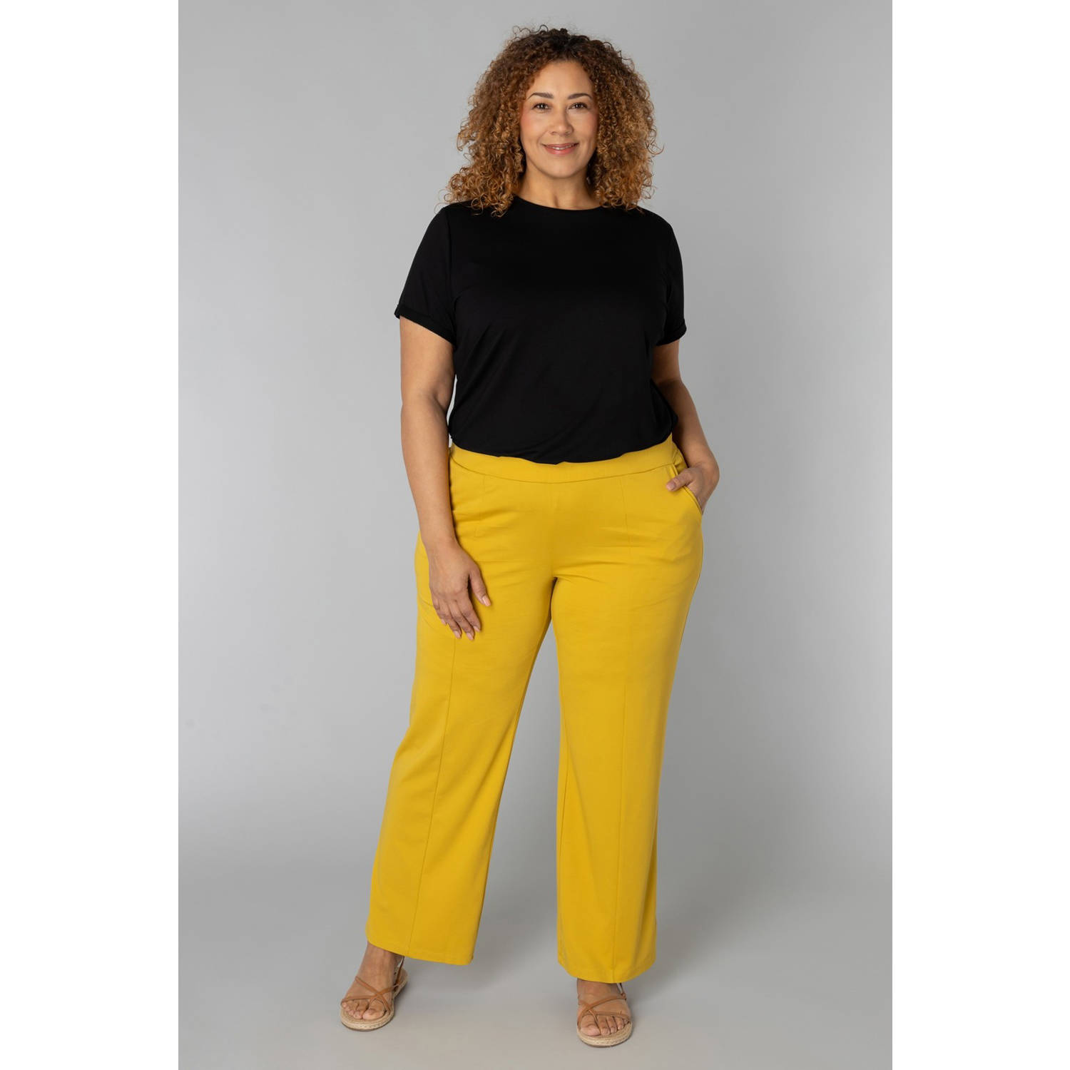 Colletta straight regular waist broek geel
