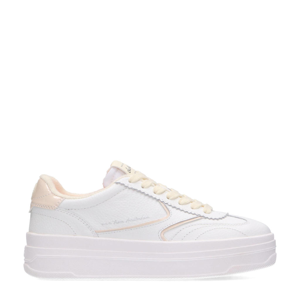 Witte dames Scotch & Soda Minny leren sneakers met veters