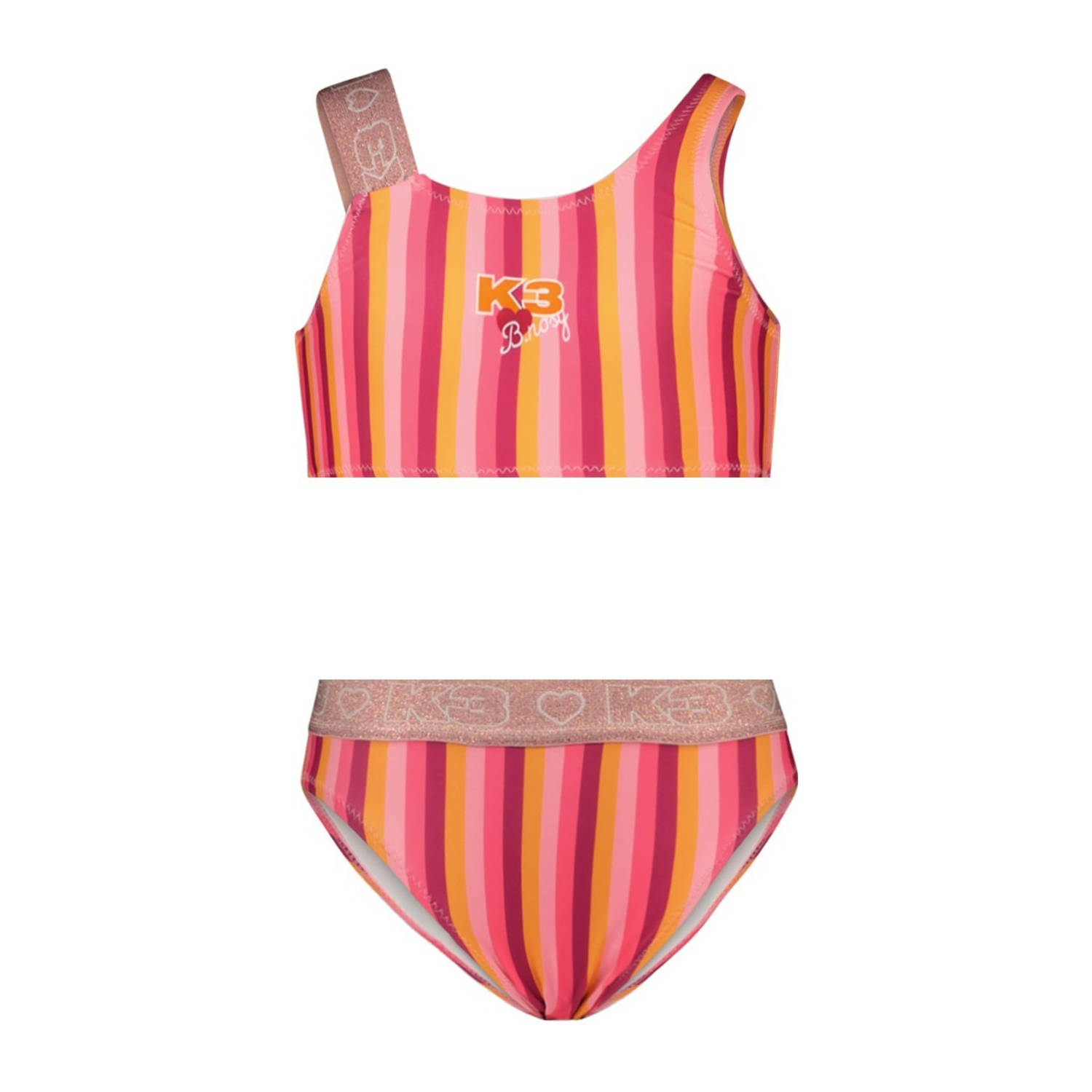 B.Nosy x K3 crop bikini roze fuchsia oranje