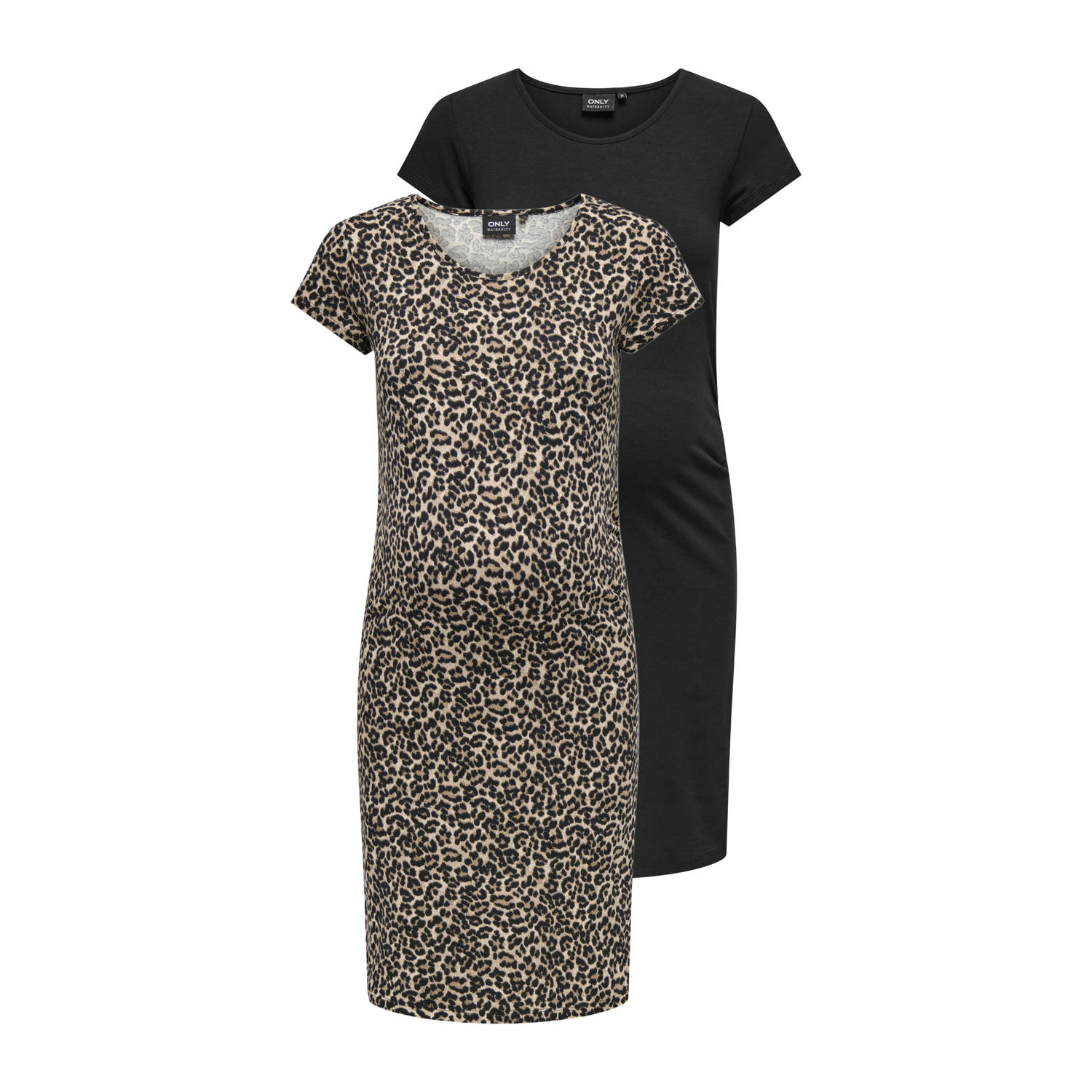 ONLY MATERNITY zwangerschapsjurk OLMLOVELY set van 2 bruin zwart