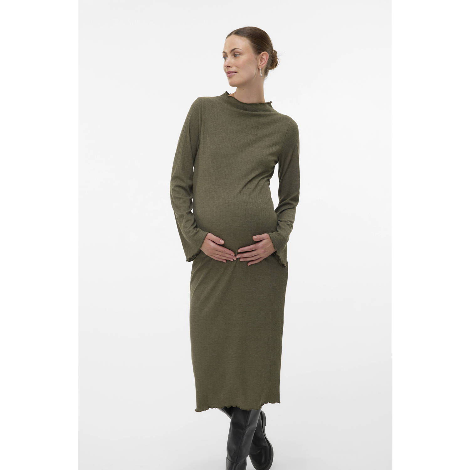 MAMALICIOUS zwangerschaps midi jurk groen