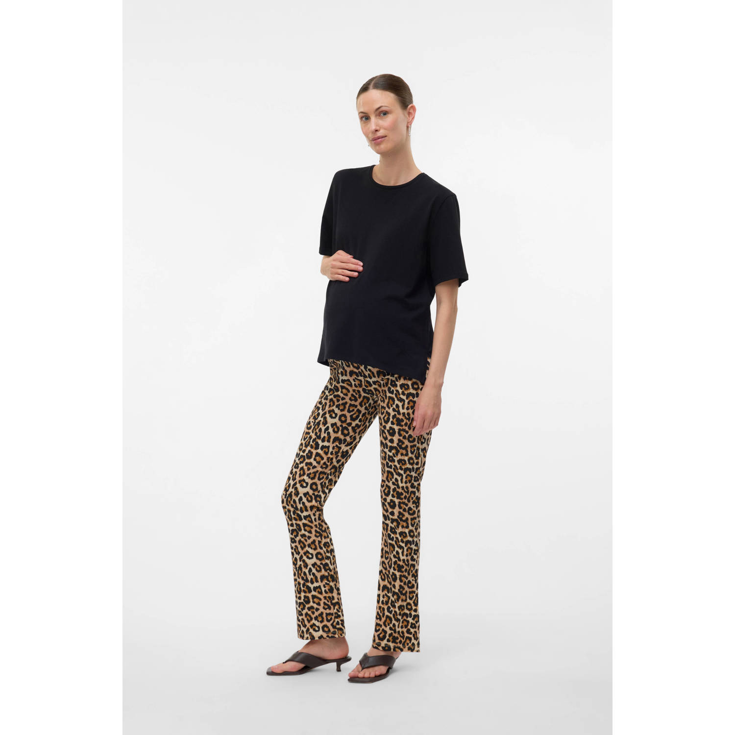 MAMALICIOUS flared high waist zwangerschaps legging bruin