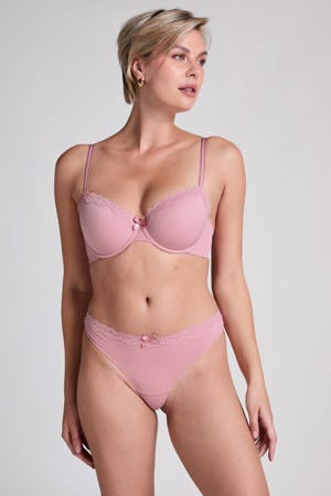 string Lola met ribstructuur oudroze