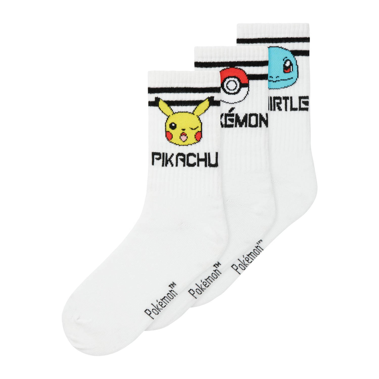 NAME IT KIDS Pokemon sokken set van 3 wit