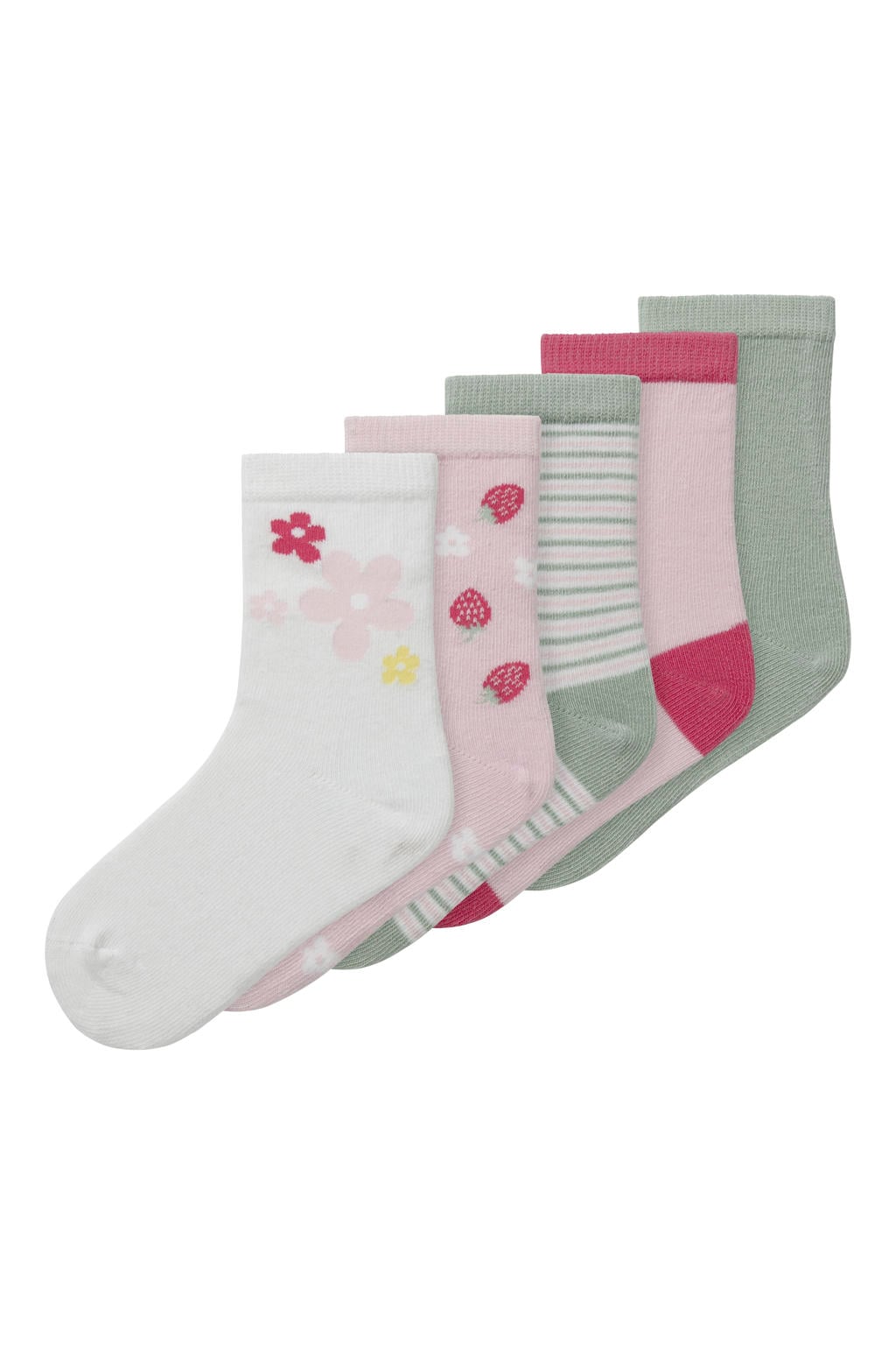 NAME IT MINI sokken - grijs/roze/wit (set van 5)