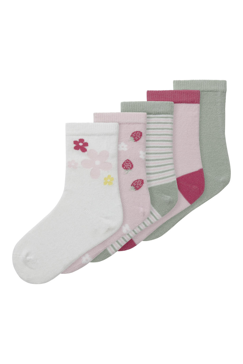 NAME IT MINI sokken - set van 5 grijs/roze/wit