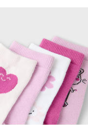 thumbnail: NAME IT MINI sokken - set van 5 roze/wit