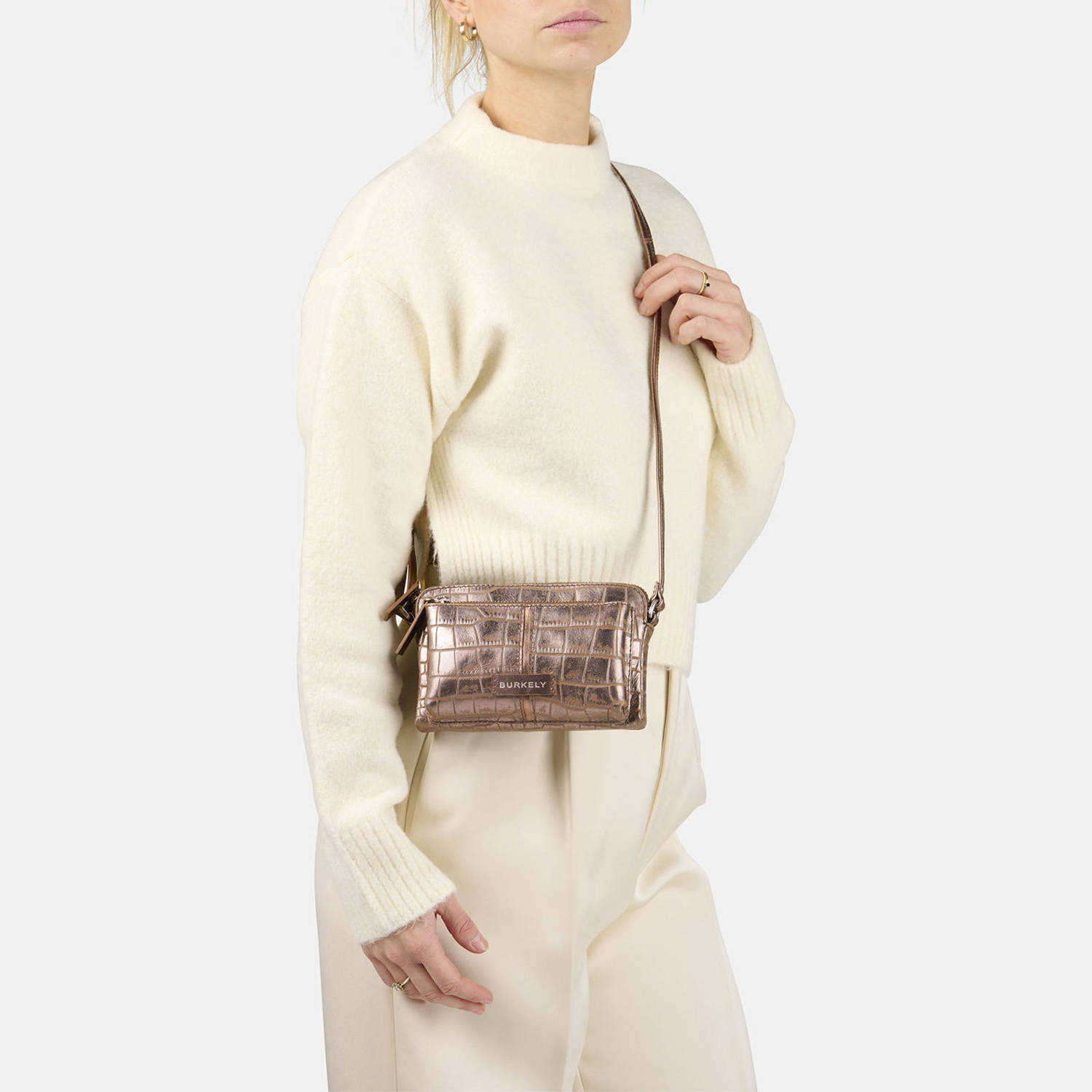BURKELY leren crossbody tas Cool Colbie bronskleurig
