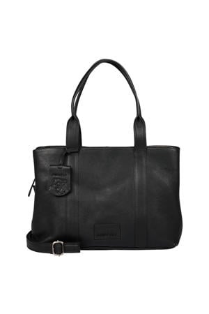 leren handtas met laptopvak Soft Skylar zwart
