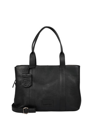leren handtas met laptopvak Soft Skylar zwart