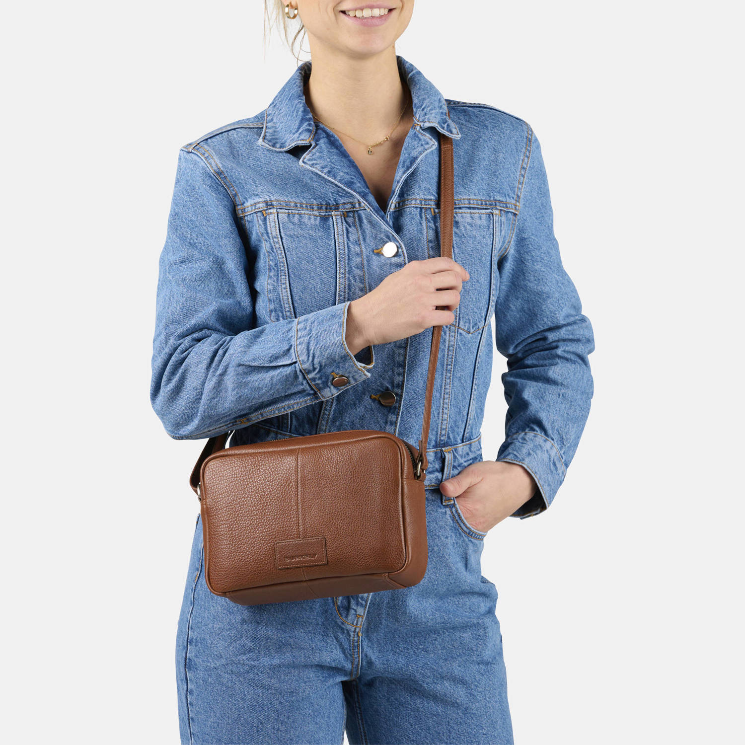 BURKELY leren crossbody tas Soft Skylar bruin