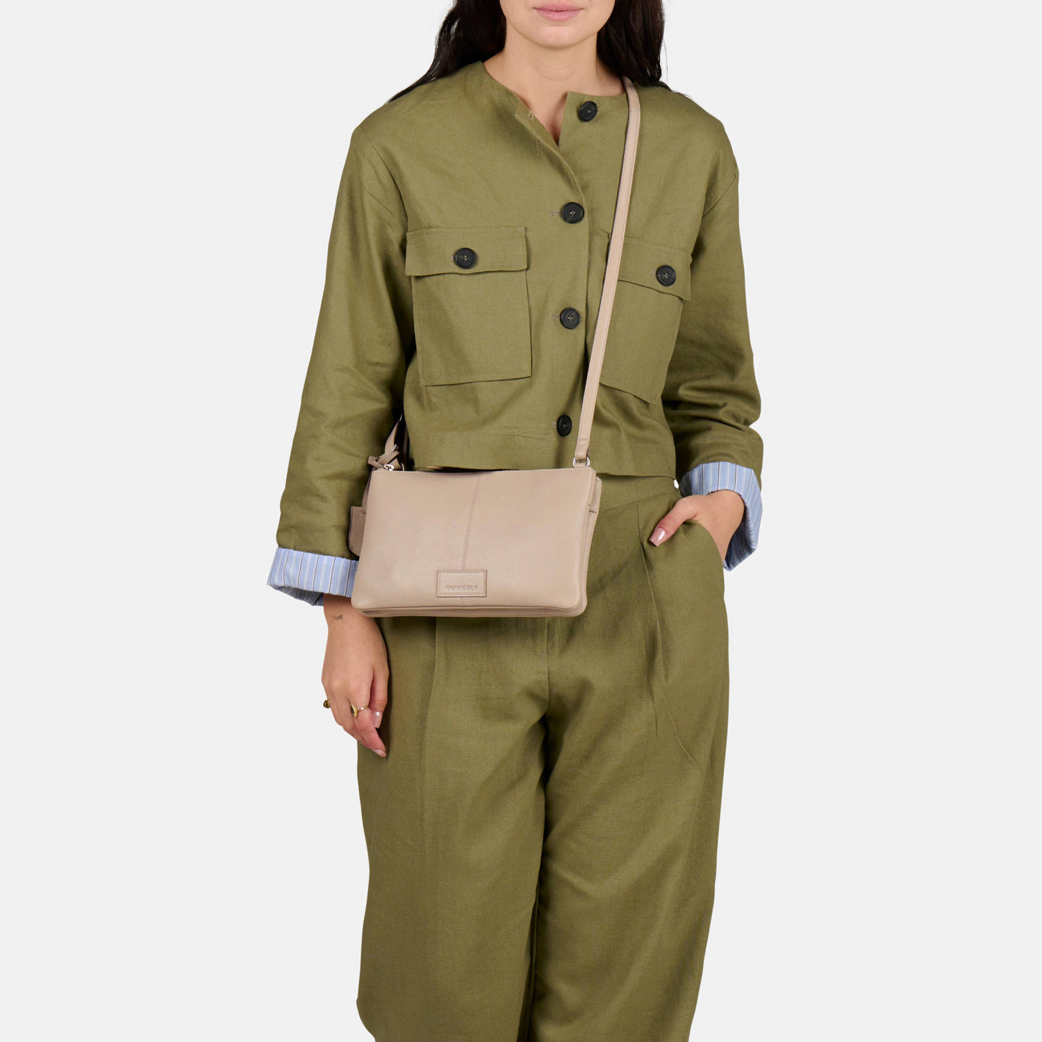 BURKELY leren crossbody tas Soft Skylar grijs