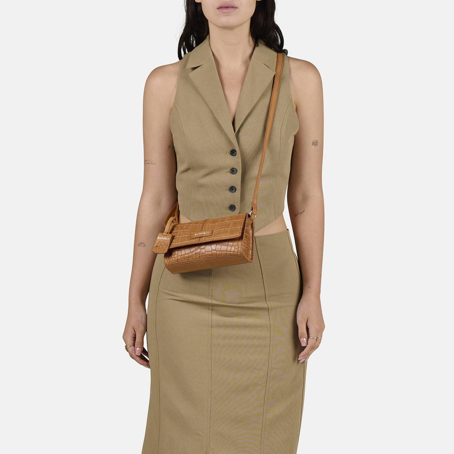 BURKELY leren crossbody tas Cool Colbie cognac