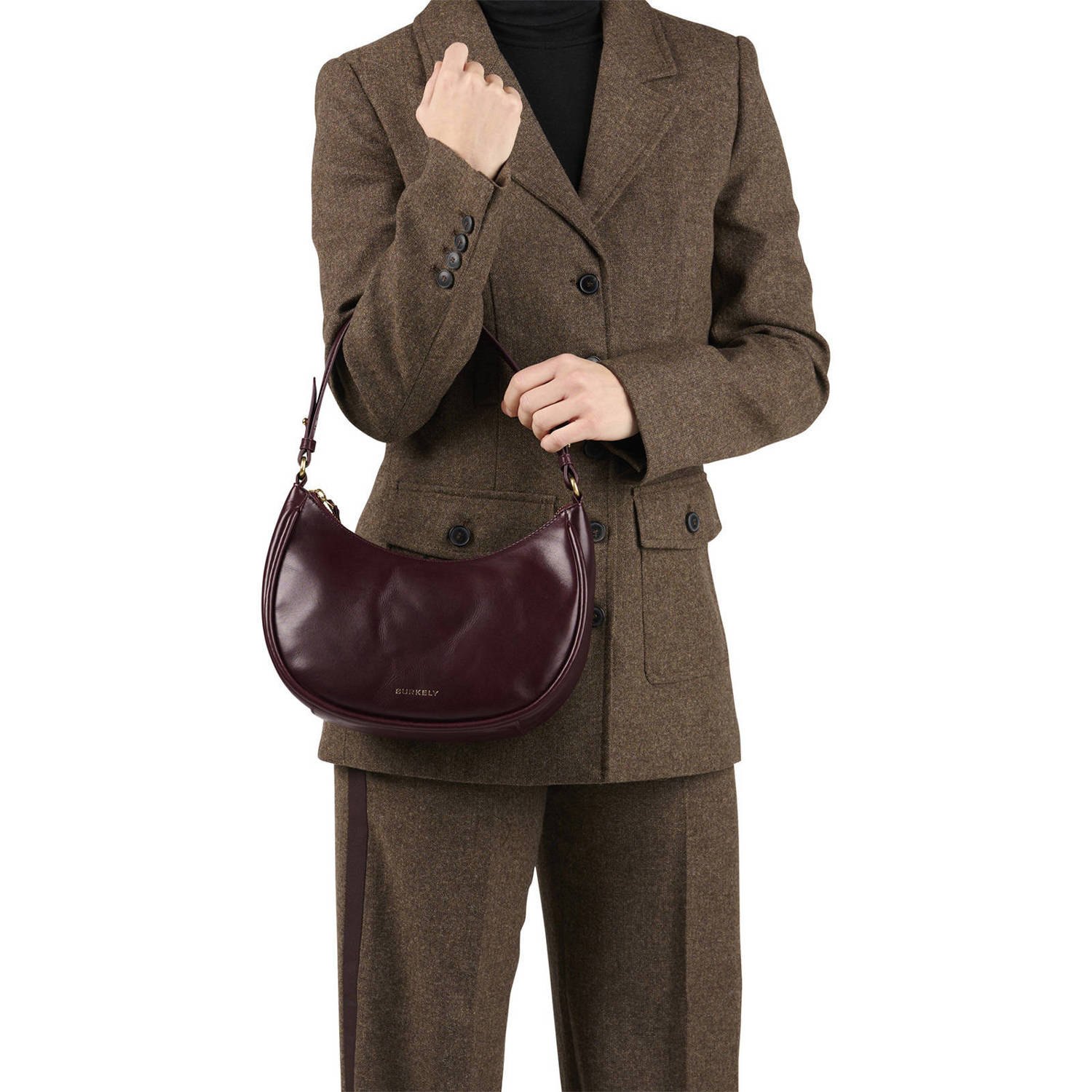 BURKELY leren schoudertas Vintage Veda donkerrood