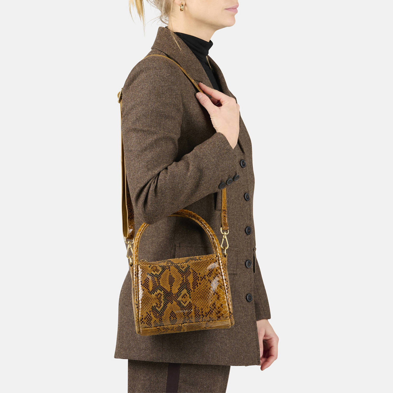 BURKELY leren crossbody tas Vintage Veda oker