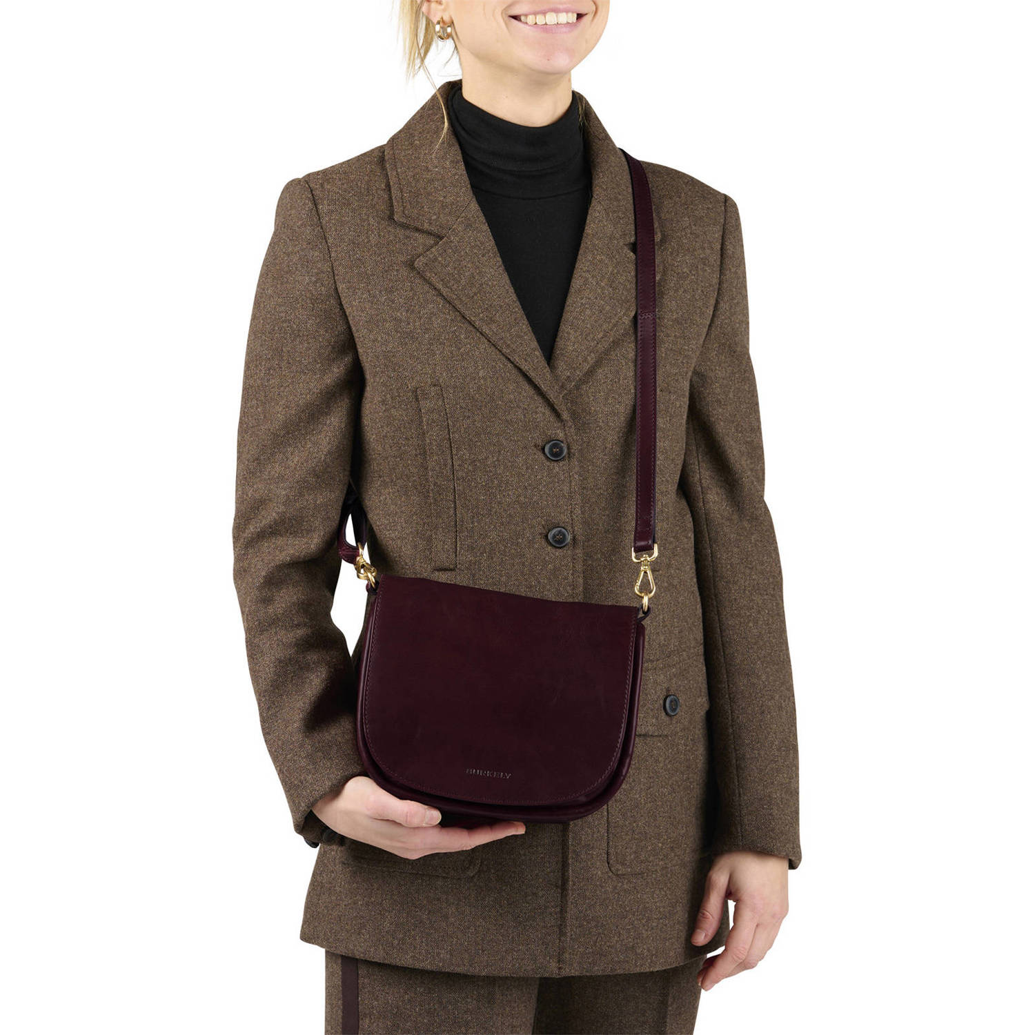 BURKELY leren crossbody tas Vintage Veda donkerood