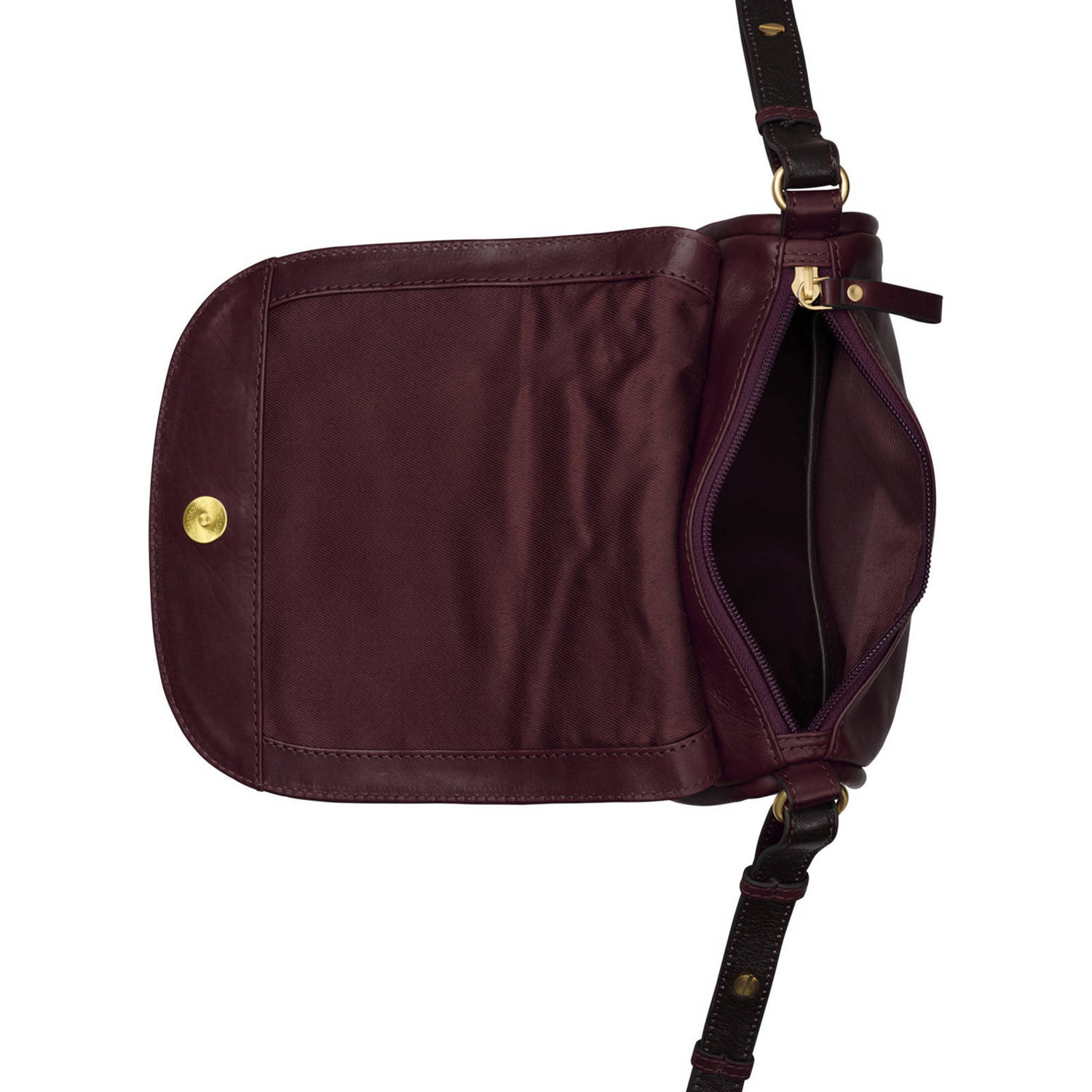 BURKELY leren crossbody tas Vintage Veda donkerood