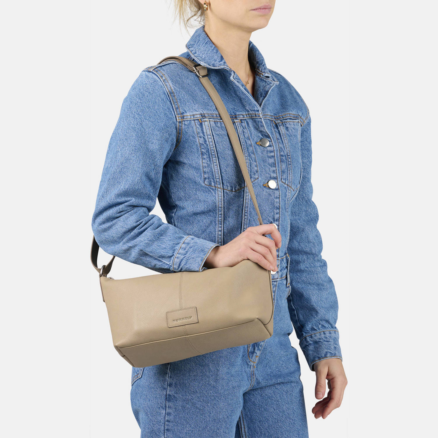 BURKELY leren crossbody tas Soft Skylar grijs