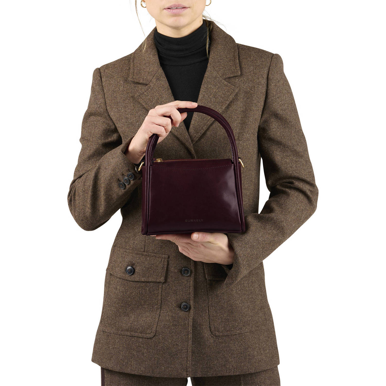 BURKELY leren crossbody tas Vintage Veda donkerrood