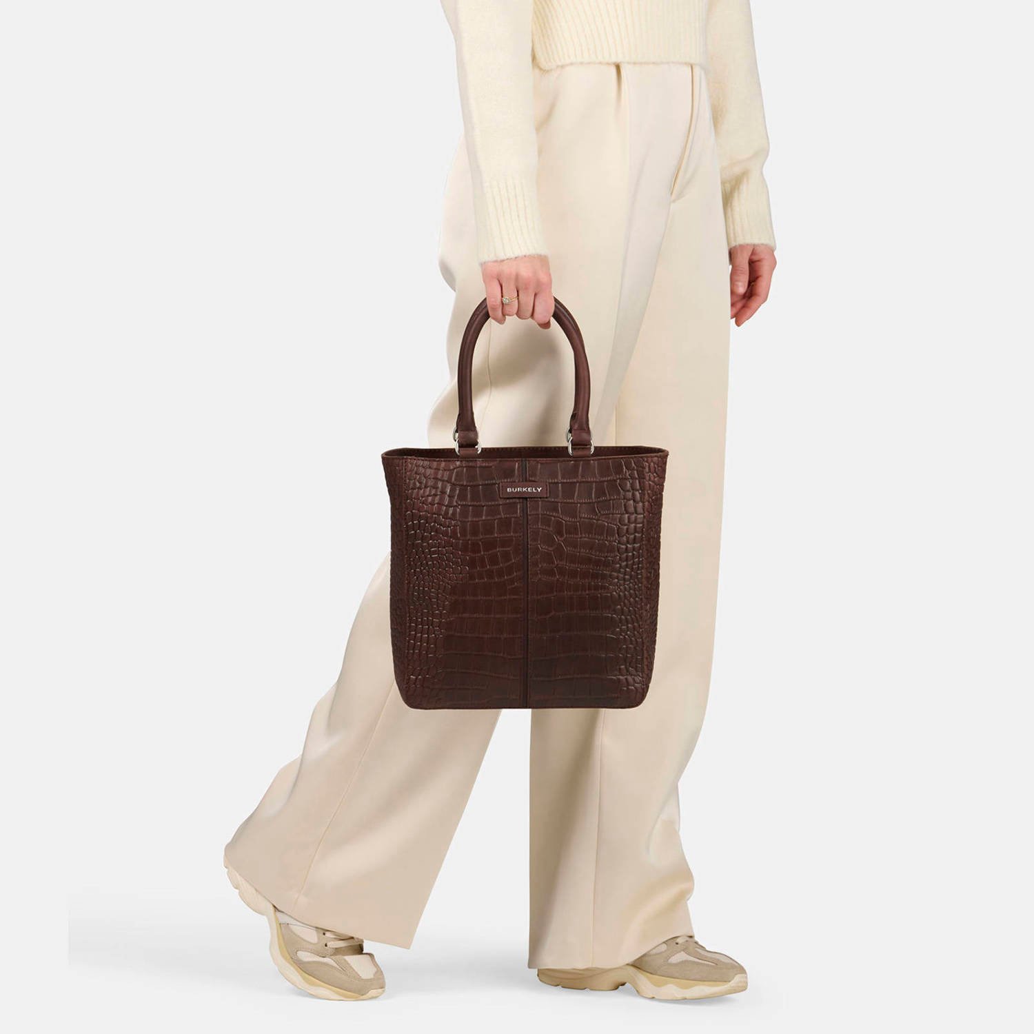 BURKELY leren mini shopper Cool Colbie donkerbruin