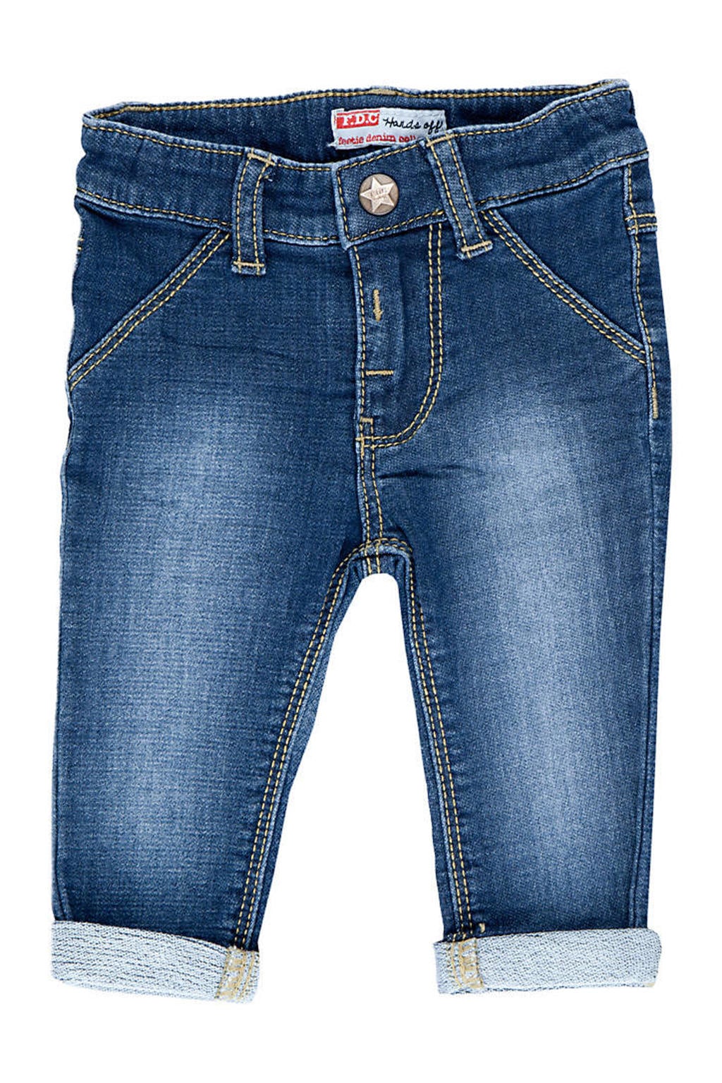 Blauwe jongens Feetje slim fit jog met regular waist en effen