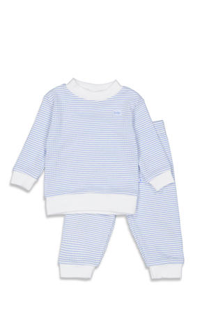 Wafel pyjama lichtblauw/wit