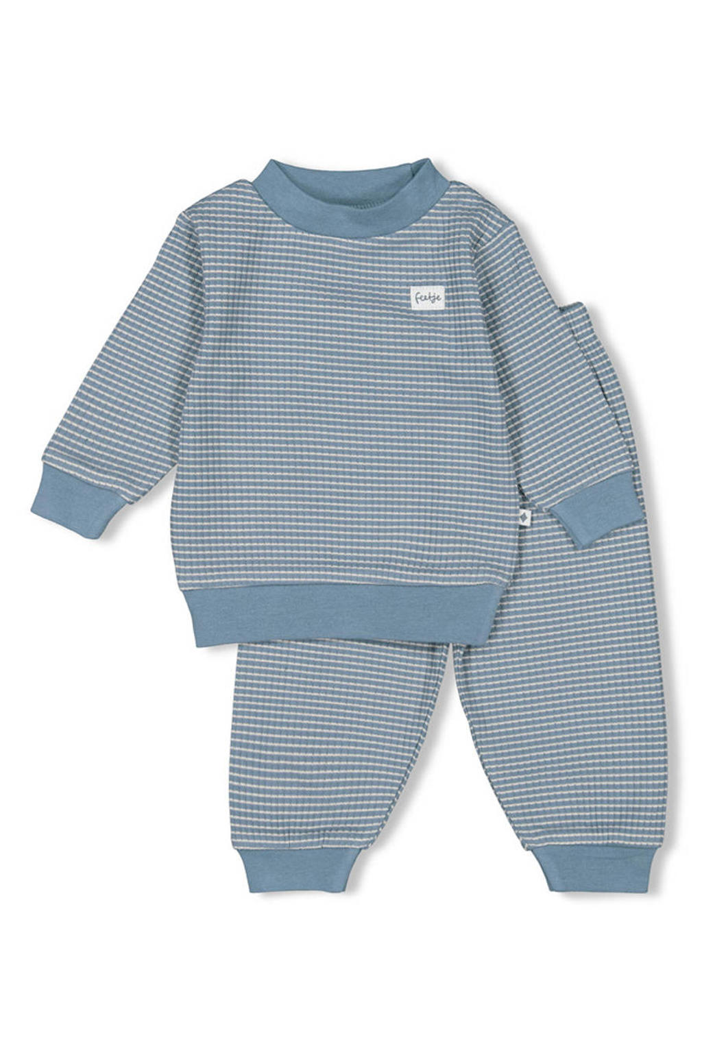 Feetje Wafel pyjama ijsblauw/wit