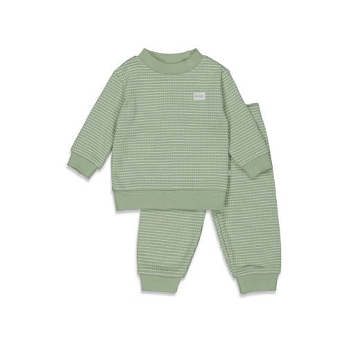 Feetje Wafel pyjama groen melange/wit afbeelding