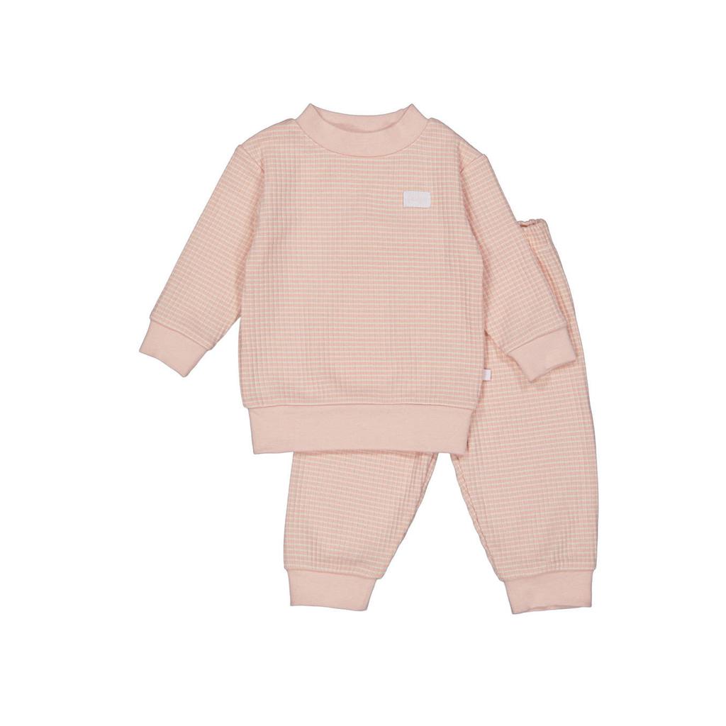 Feetje Wafel pyjama oudroze/wit