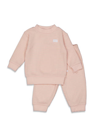   Wafel pyjama  oudroze/wit