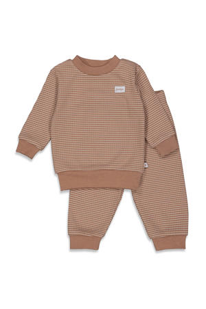 Wafel pyjama bruin/wit