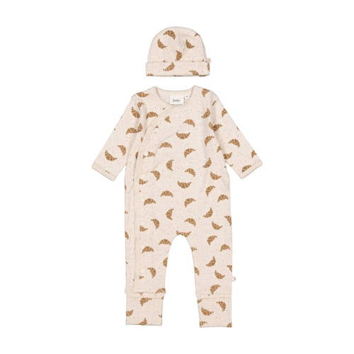 Feetje geschenkset boxpak + muts met all over print offwhite/bruin afbeelding