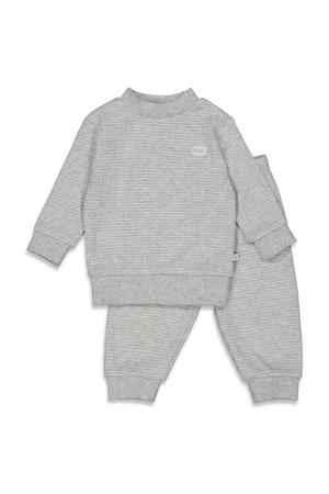 Wafel pyjama grijs melange