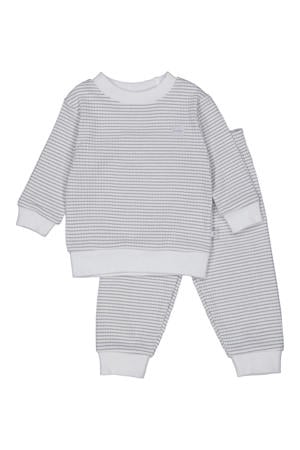 Wafel pyjama lichtgrijs/wit