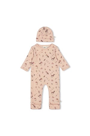geschenkset boxpak + muts met all over print roze